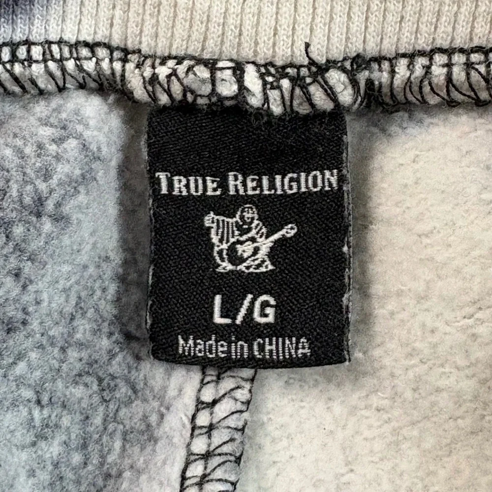 True Religion Mens Sunset Jogger Tie Dye Black White Fleece Sweatpants Large L